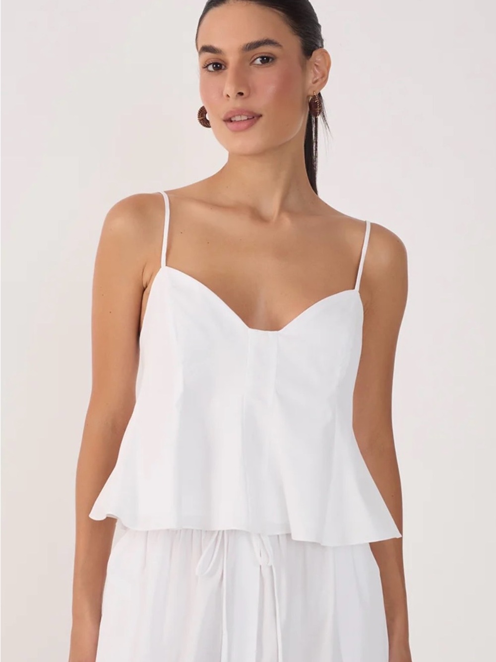 NEW Dress to White V Neck Sleeveless Cotton Peplum Top